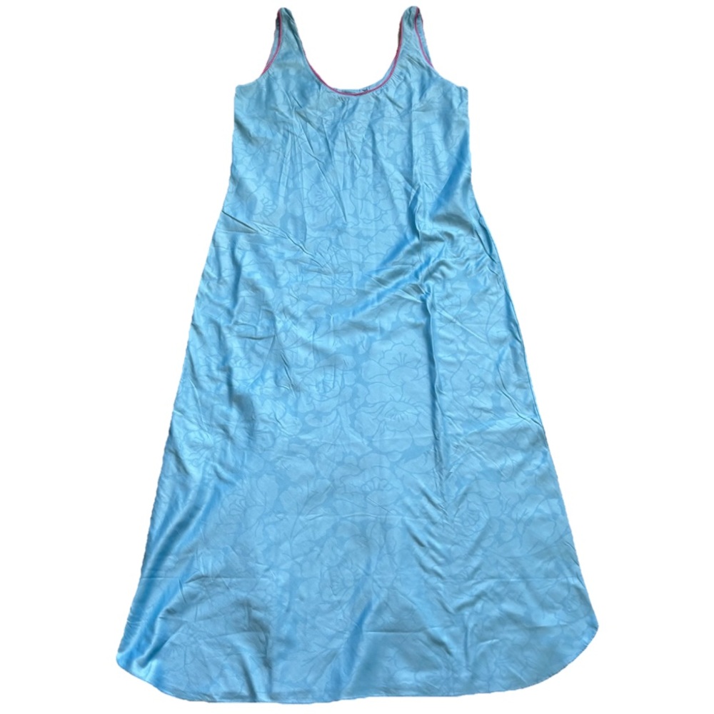 FERNANDO SANCHEZ VINTAGE Elegant Blue Women's Nightgown W/ Pink Piping - Picture 7 of 7